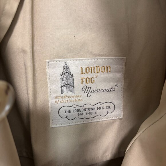 Vintage London Fog Trench Coat Beige Mid-Length Long Sleeve 90s Y2K Men 42 Short - Picture 5 of 6